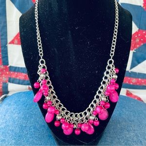 Source Unknown Silver and Pink Necklace